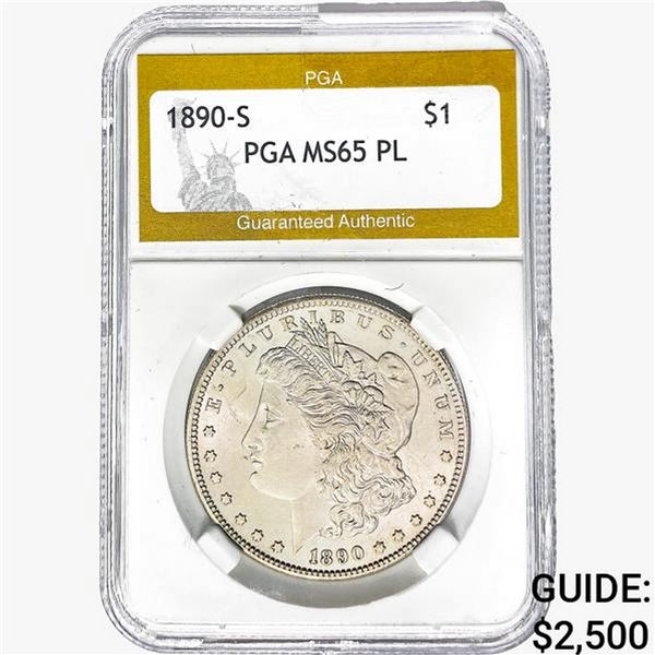 1890-S Morgan Silver Dollar PGA MS65 PL