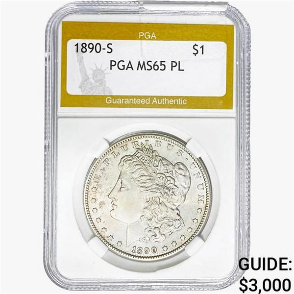 1890-S Morgan Silver Dollar PGA MS65 PL