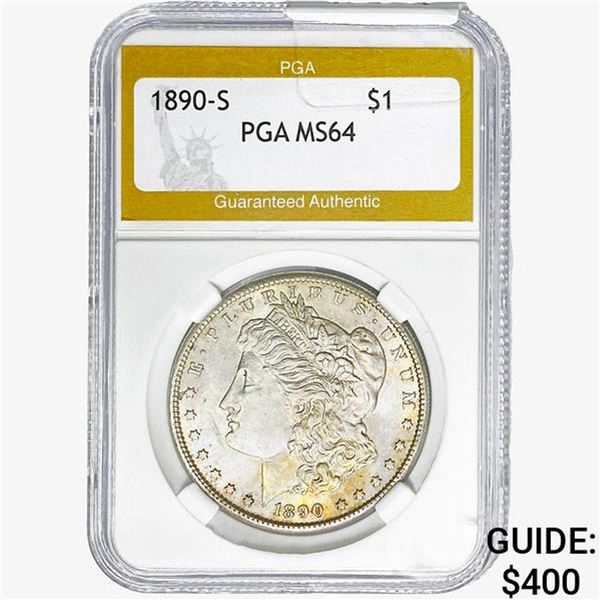 1890-S Morgan Silver Dollar PGA MS64