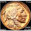 1937-D 3 Leg Buffalo Nickel CHOICE BU+