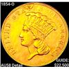 1854-O $3 Gold Piece CHOICE AU