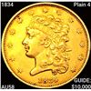 Image 1 : 1834 Plain 4 $5 Gold Half Eagle CHOICE AU