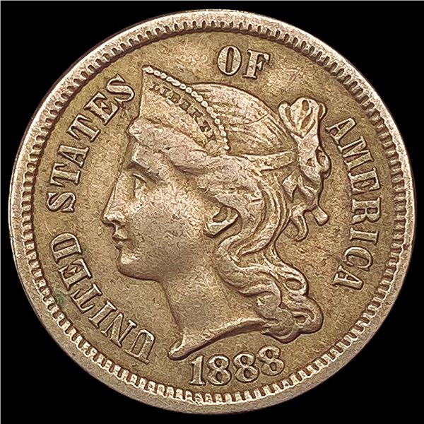 1888 Nickel Three Cent NEARLY UNCIRCULATED