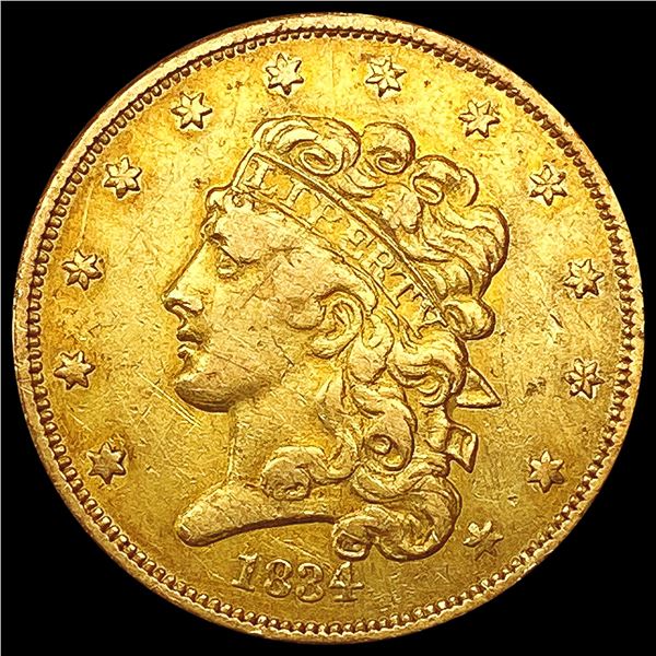 1834 $5 Gold Half Eagle LIGHTLY CIRCULATED