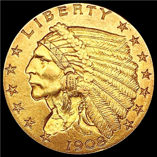 1908 $2.50 Gold Quarter Eagle CLOSELY UNCIRCULATED
