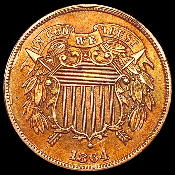 1864 RED Two Cent Piece CHOICE BU