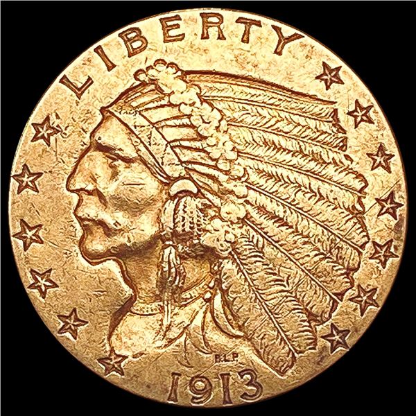 1913 $2.50 Gold Quarter Eagle CLOSELY UNCIRCULATED