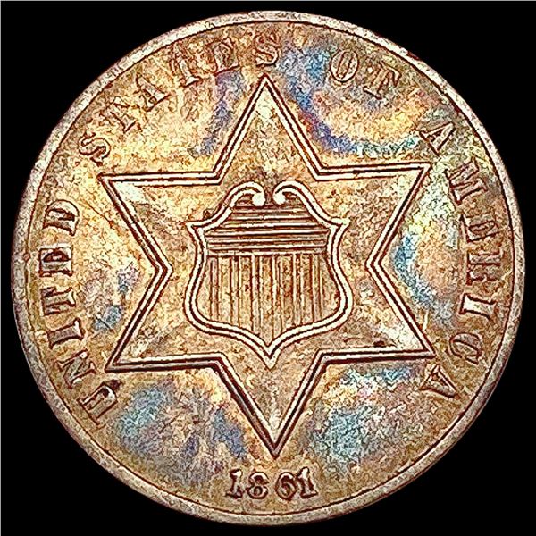 1861 Silver Three Cent CLOSELY UNCIRCULATED
