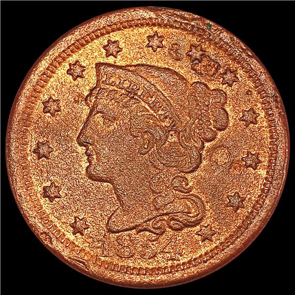 1854 Braided Hair Large Cent NICELY CIRCULATED
