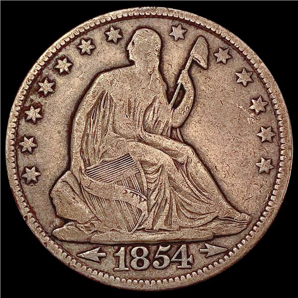 1854 Arrows Seated Liberty Half Dollar NICELY CIRCULATED