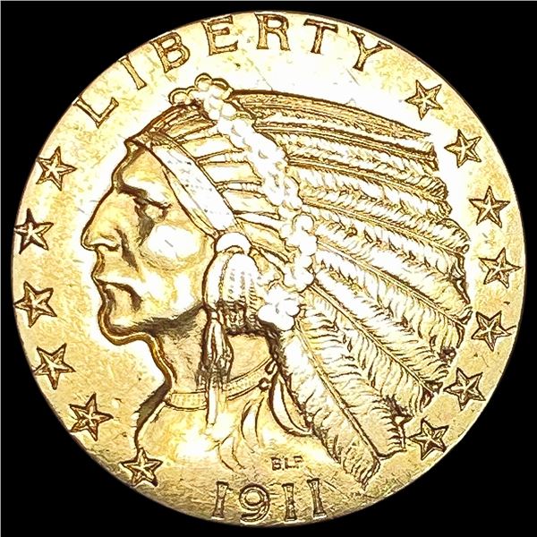 1911 $5 Gold Half Eagle CLOSELY UNCIRCULATED