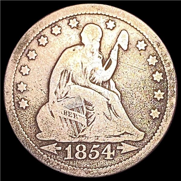 1854 Arrows Seated Liberty Quarter NICELY CIRCULATED