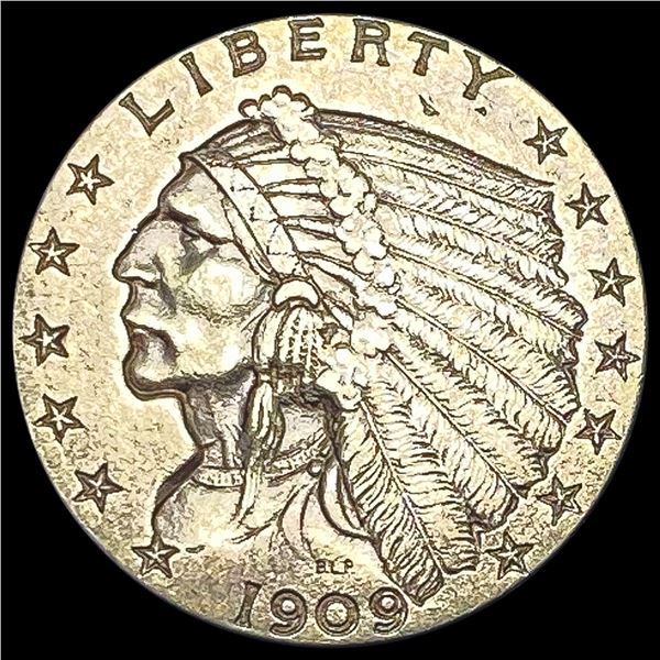 1909 $2.50 Gold Quarter Eagle CLOSELY UNCIRCULATED