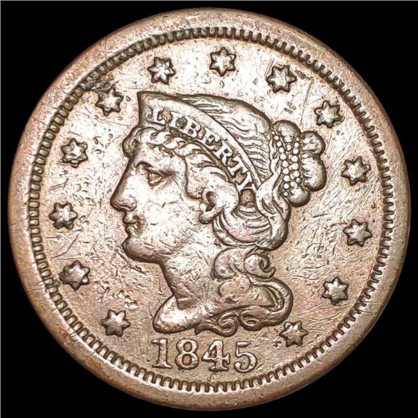 1845 Braided Hair Large Cent NICELY CIRCULATED