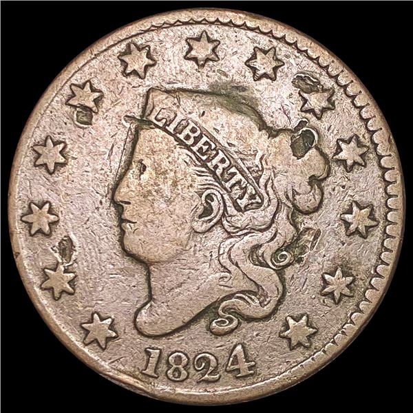 1824 Coronet Head Large Cent NICELY CIRCULATED