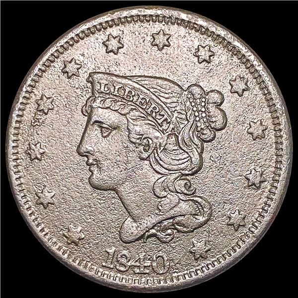 1840 Braided Hair Large Cent NEARLY UNCIRCULATED
