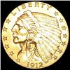 Image 1 : 1912 $2.50 Gold Quarter Eagle UNCIRCULATED