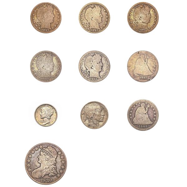 1830-1928 [10] U.S. Silver Type Lot