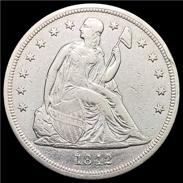 1842 Seated Liberty Dollar NEARLY UNCIRCULATED