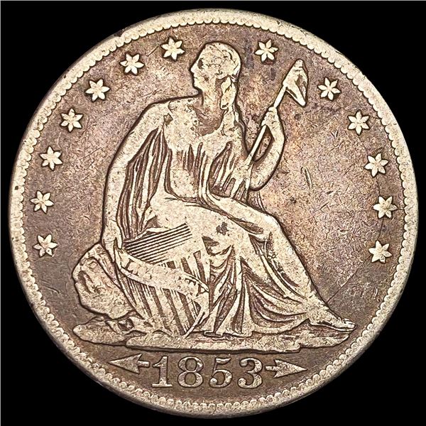 1853-O Arrows Rays Seated Liberty Half Dollar LIGHTLY CIRCULATED