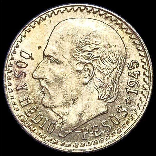 1945 Mexico 2.5 Pesos 0.0603 UNCIRCULATED