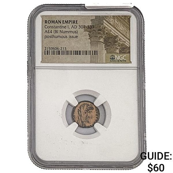 Roman Constantine I, AD 307-337 AE4 BI Nummus NGC