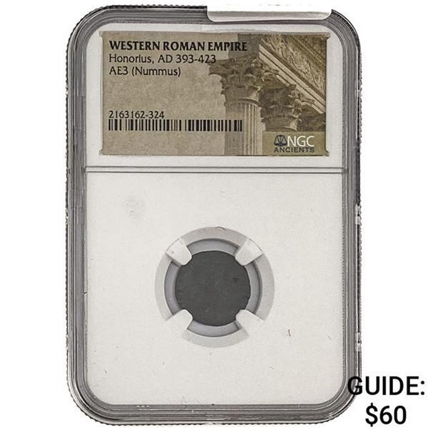 West Roman Honorius, AD 393-423 AE3 Nummus NGC