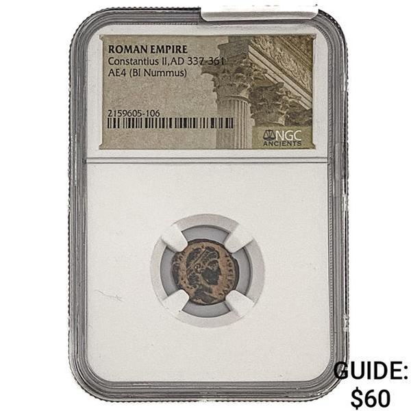 Roman Constantius II, AD 337-361 AE4 BI Nummus NGC