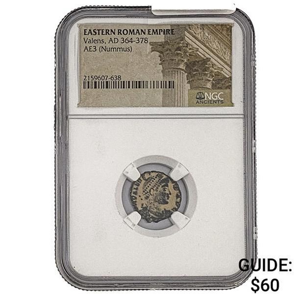 East Roman Valens, AD 364-378 AE3 Nummus NGC