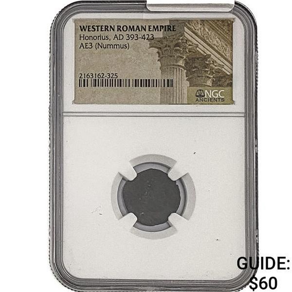 West Roman Honorius, AD 393-423 AE3 Nummus NGC