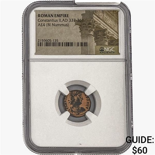 Roman Constantius II, AD 337-361 AE4 BI Nummus NGC