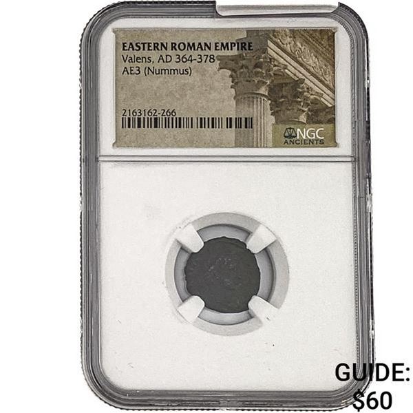 East Roman Valens, AD 364-378 AE3 Nummus NGC