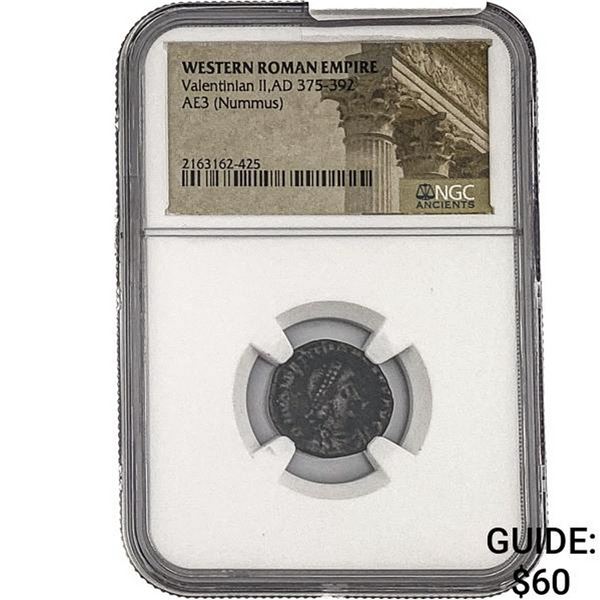 West Roman Valentinian II, AD 375-392 AE4 Nummus NGC