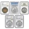 Image 1 : 1882-1896 Gem BU Morgan Silver Dollar Lot [5 Coins] PCGS/NGC MS63/64