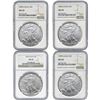 Image 1 : 1992-2004 US Silver Eagle Lot [4 Coins] NGC MS69