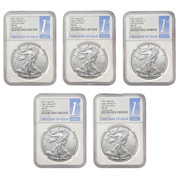 [5] 2021 T2 Silver Eagle NGC MS70