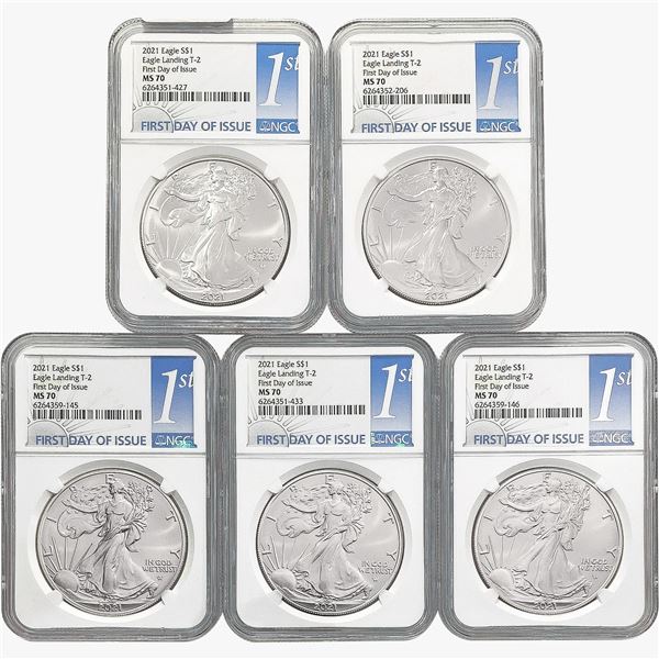 [5] 2021 T2 Silver Eagle NGC MS70