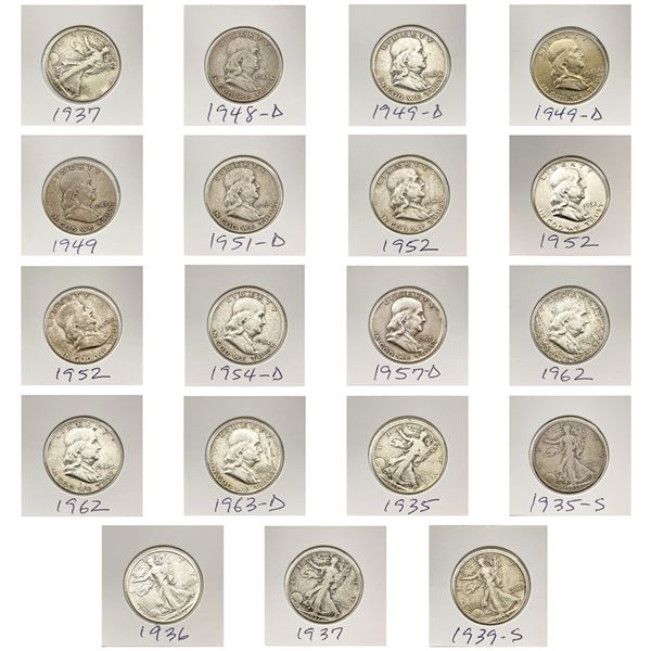 1935-1963 US Silver Half Dollars Lot [19 Coins]