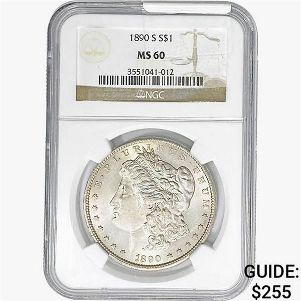 1890-S Morgan Silver Dollar NGC MS60