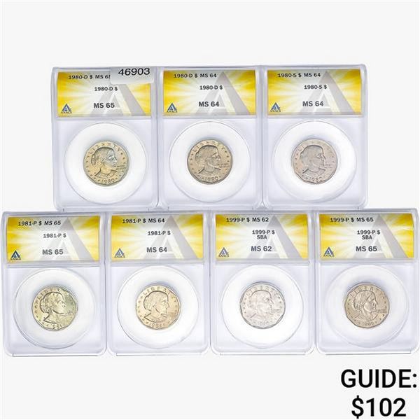 [7] 1980-1999 One Dollar Susan B. Anthony ANACS MS62/64/65