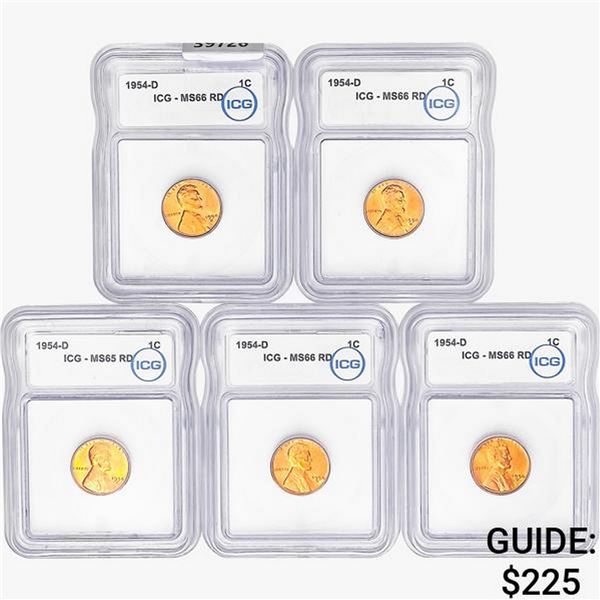 [5] 1954-D Wheat Cent ICG MS65/66 RD