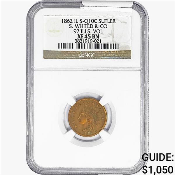 1862 IL Token S-Q10C Sutler NGC XF45 BN Whited&Co