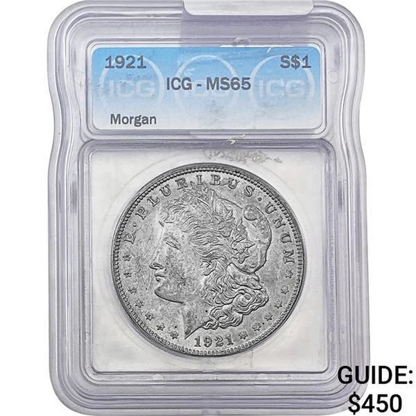 1921 Morgan Silver Dollar ICG MS65