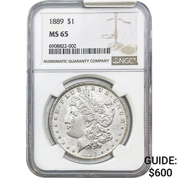 1889 Morgan Silver Dollar NGC MS65