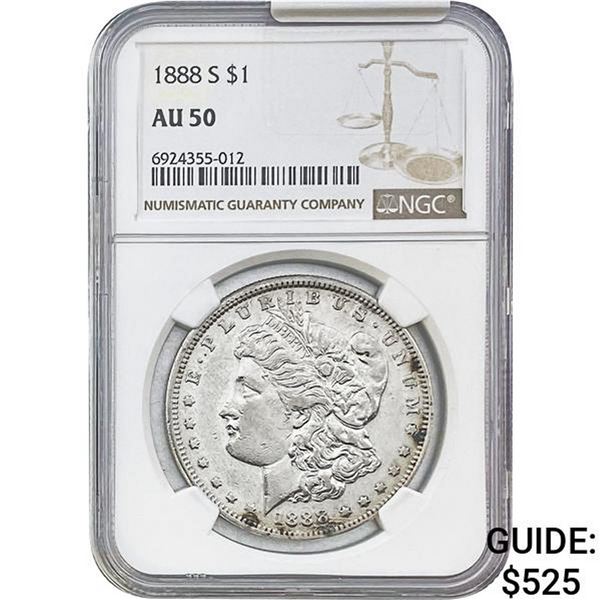1888-S Morgan Silver Dollar NGC AU50