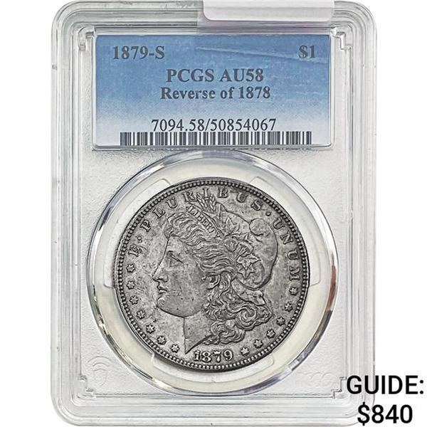 1879-S REV78 Morgan Silver Dollar PCGS AU58