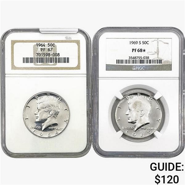 [2]1964-1969 Kennedy Half Dollar NGC PF67-68