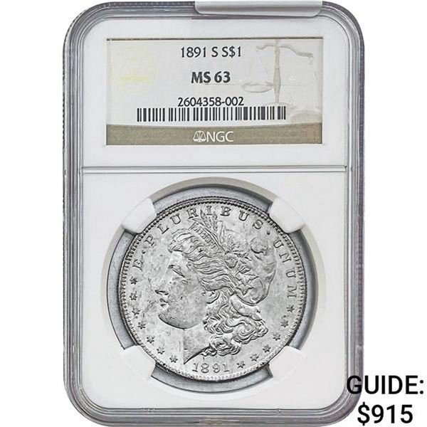 1891-S Morgan Silver Dollar NGC MS63