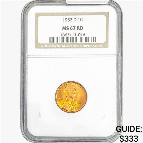 1952-D Wheat Cent NGC MS67 RD