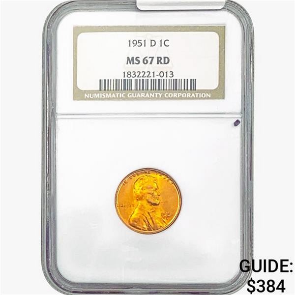 1951-D Wheat Cent NGC MS67 RD